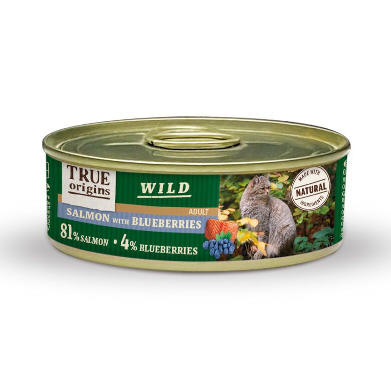 85 g True Origins Wild Adult Salmão e Mirtilos em Lata para Gatos,  Imagem número 1 85 g True Origins Wild Adult Salmão e Mirtilos em Lata para Gatos, , large Imagem número 1