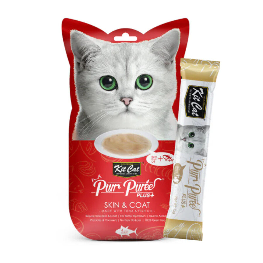 Kit Cat PurPuree Plus Skin & Coat Snack de atum para gatos, , large Imagem n&uacute;mero 1