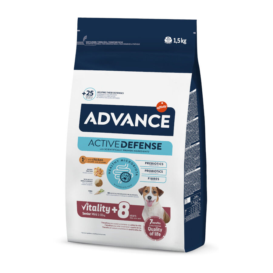 1.5 kg Advance Active Defense Senior Mini +8 Frango e Arroz ra&ccedil;&atilde;o para c&atilde;es, , large Imagem n&uacute;mero 1