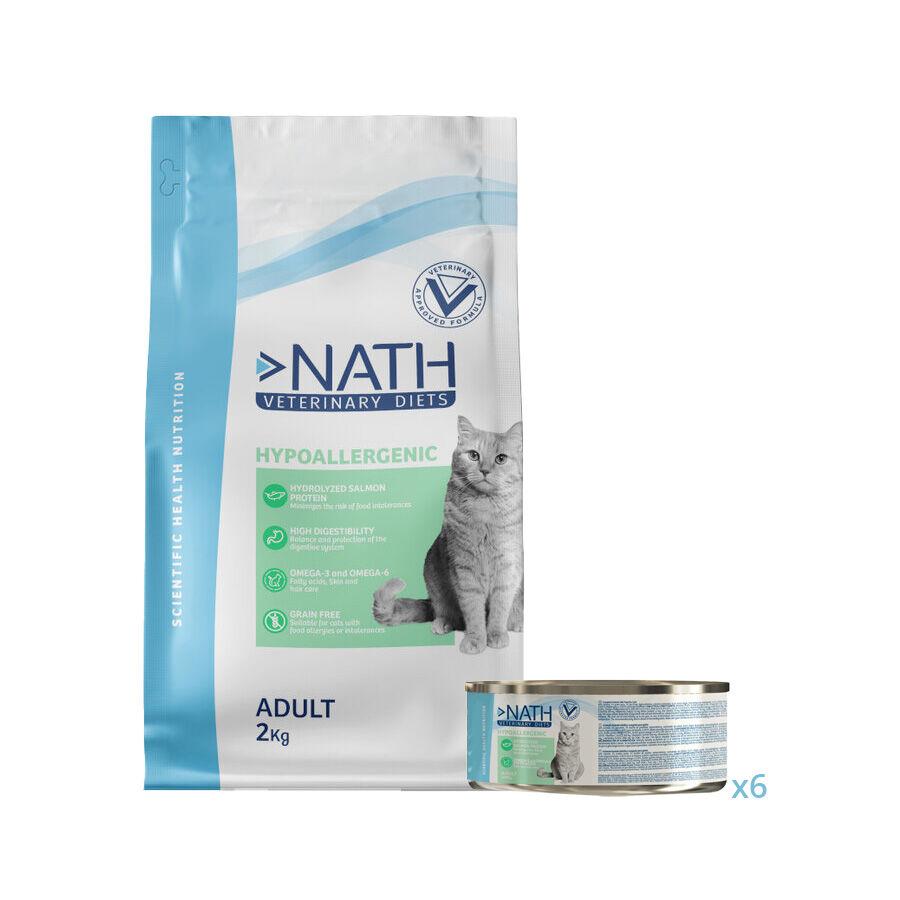 Pack Comida Veterinary Hypoallergenic Gato Nath Imagem n&uacute;mero 1