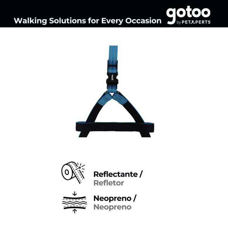 Gotoo Peitoral azul de nylon refletor para cães,  Imagem número 4 Gotoo Peitoral azul de nylon refletor para cães, , large Imagem número 4