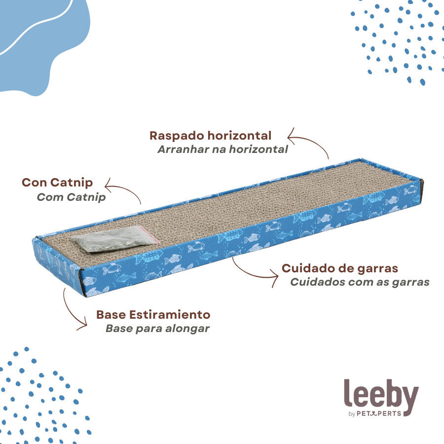 Leeby Fitz t&aacute;bua arranhadora de cart&atilde;o azul para gatos, , large Imagem n&uacute;mero 4