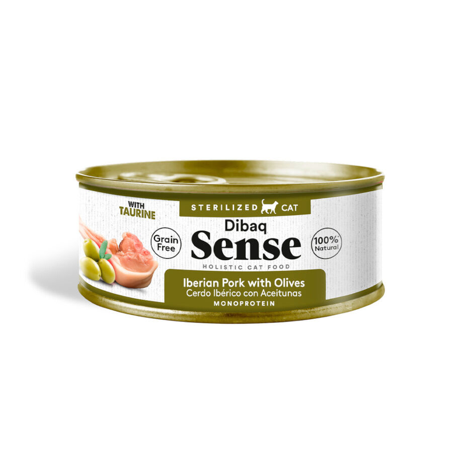 70 g Dibaq Sense Sterilized Gain Free Porco Ib&eacute;rico com Azeitonas lata para gatos, , large Imagem n&uacute;mero 1