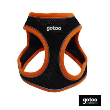 Gotoo Peitoral ajustável de malha laranja/preto para cães