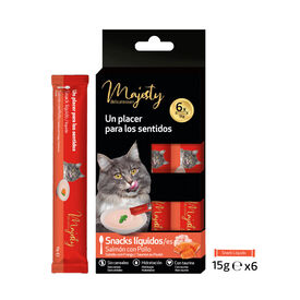 Majesty Salm&atilde;o com Frango snack l&iacute;quido para gatos
