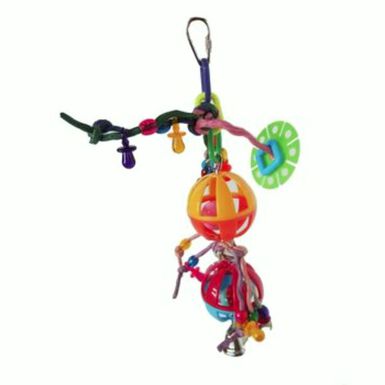 Flamingo Brinquedo Cadeia Suspensa com bolas e corda para pássaros