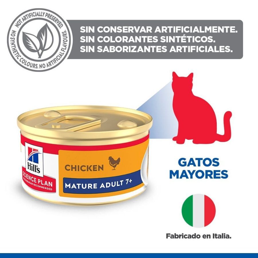 85 g Hill's Science Plan Mature Comida h&uacute;mida Mousse de Frango em lata para gatos, , large Imagem n&uacute;mero 3