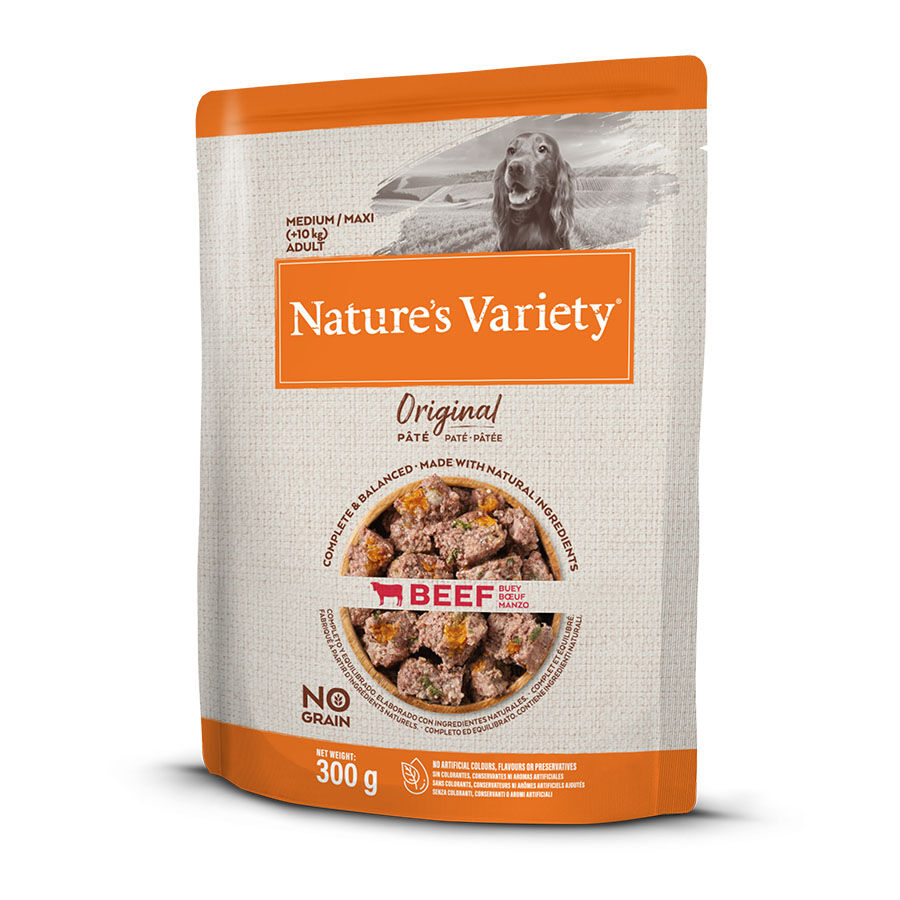 300 g Nature's Variety Medium / Maxi Adult Carne de Vaca saqueta para c&atilde;es, , large Imagem n&uacute;mero 1