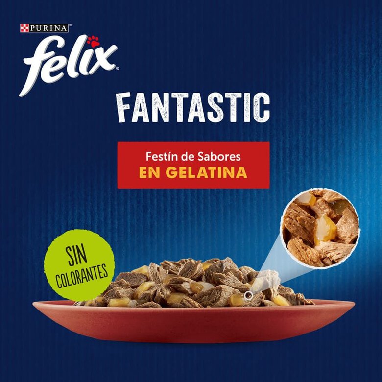24 saquetas x 85 g Felix Seleção de carnes em gelatina,  Imagem número 2 24 saquetas x 85 g Felix Seleção de carnes em gelatina, , large Imagem número 2