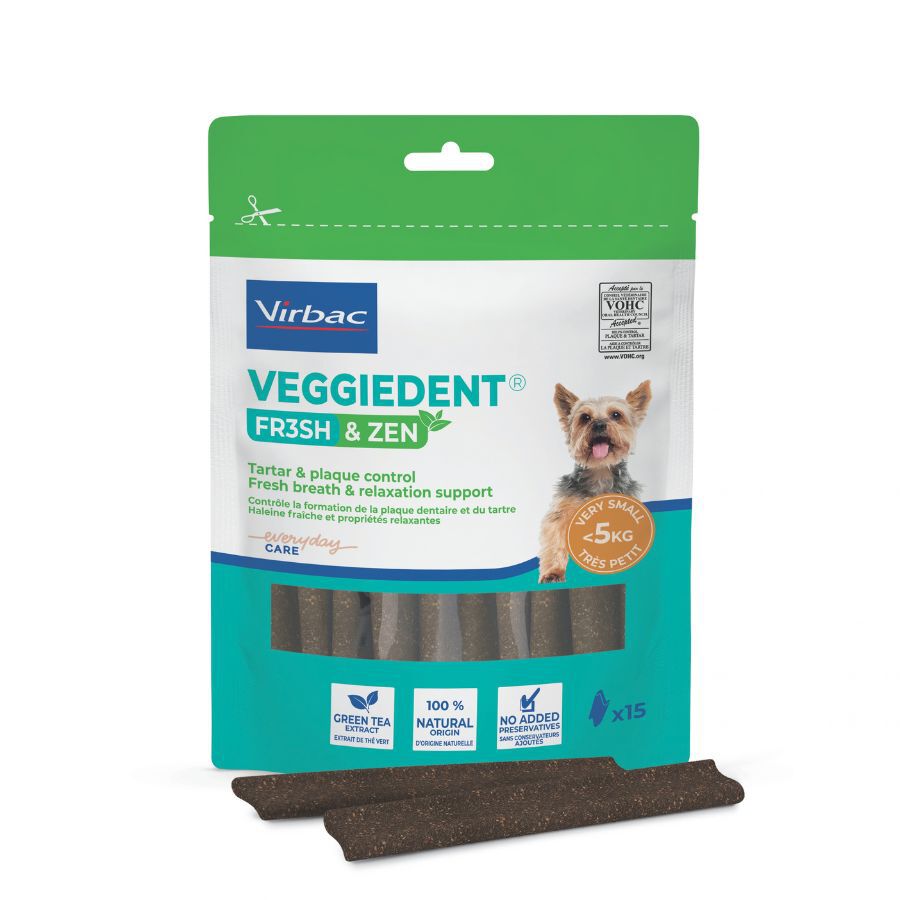 15 sticks Virbac L&aacute;minas Veggiedent Zen XS para c&atilde;es, , large Imagem n&uacute;mero 1