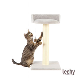 Leeby Tigrou arranhador com cama e brinquedo cinzento para gatos