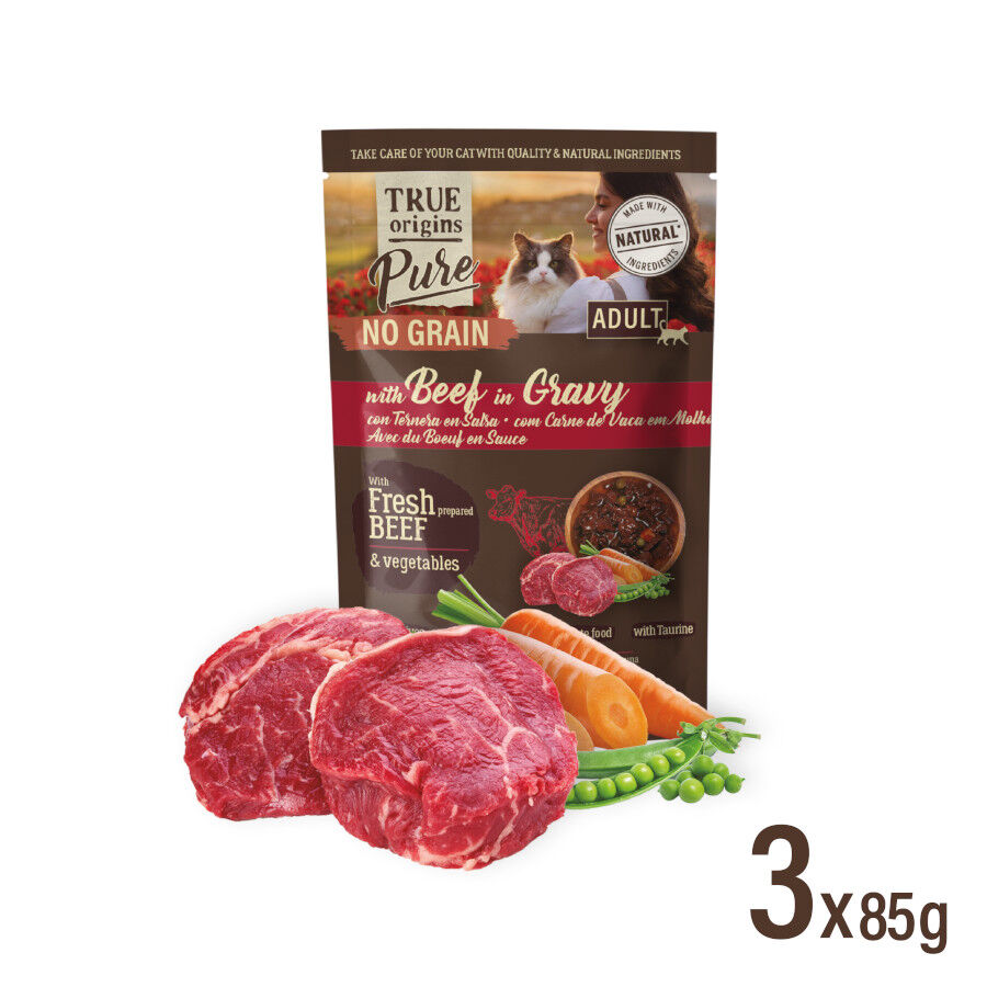 12 saquetas x 85 g True Origins Pure Comida h&uacute;mida de carne e peixe em saqueta para gatos &ndash; Multipack, , large Imagem n&uacute;mero 5