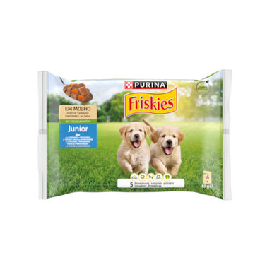 Purina Friskies Comida Humida para cães jóvens, con frango e cenoura