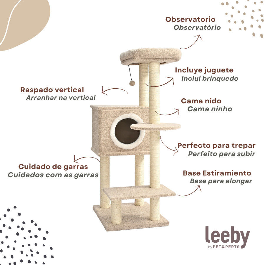 Leeby Boucle Collection &aacute;rvore arranhadora com cama nido e brinquedo para gatos, , large Imagem n&uacute;mero 3