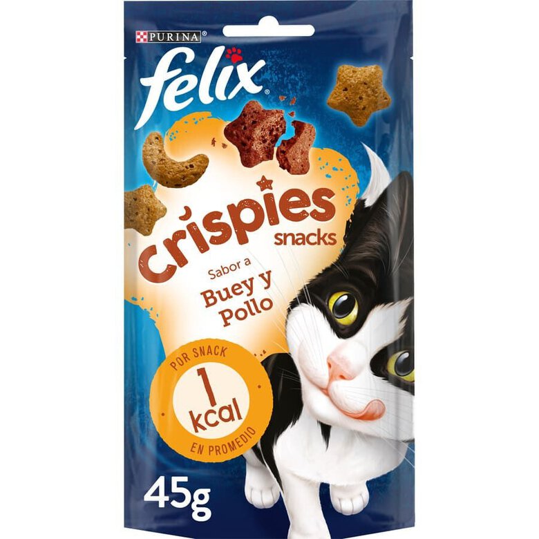 45 g Felix Biscoitos Crispies boi e frango para gatos,  Imagem número 1 45 g Felix Biscoitos Crispies boi e frango para gatos, , large Imagem número 1