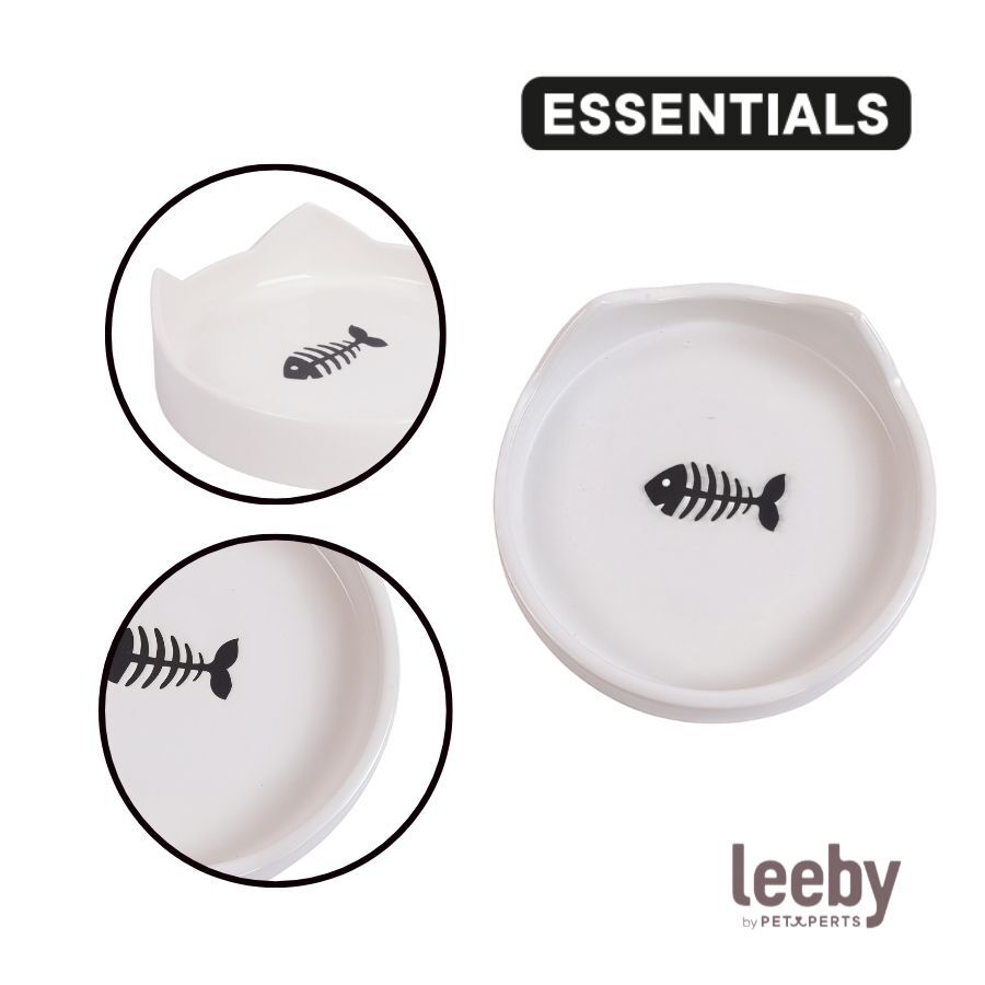 Leeby Comedouro de Cer&acirc;mica Branco com Orelhinhas para gatos, , large Imagem n&uacute;mero 3
