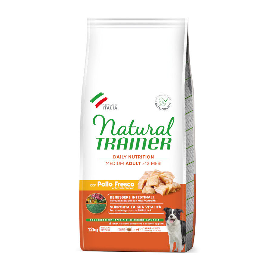 12 kg Natural Trainer Adult Medium Frango ra&ccedil;&atilde;o para c&atilde;es, , large Imagem n&uacute;mero 1