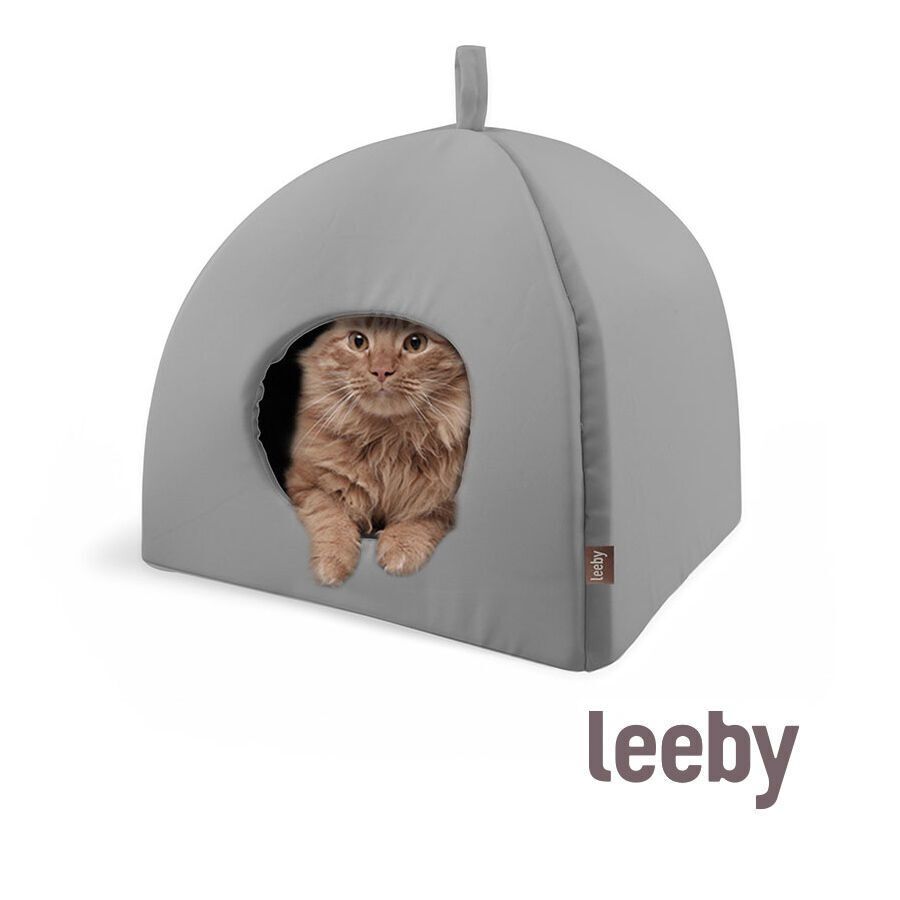 Leeby Igloo antiderrapante cinzento para gatos, , large Imagem n&uacute;mero 2