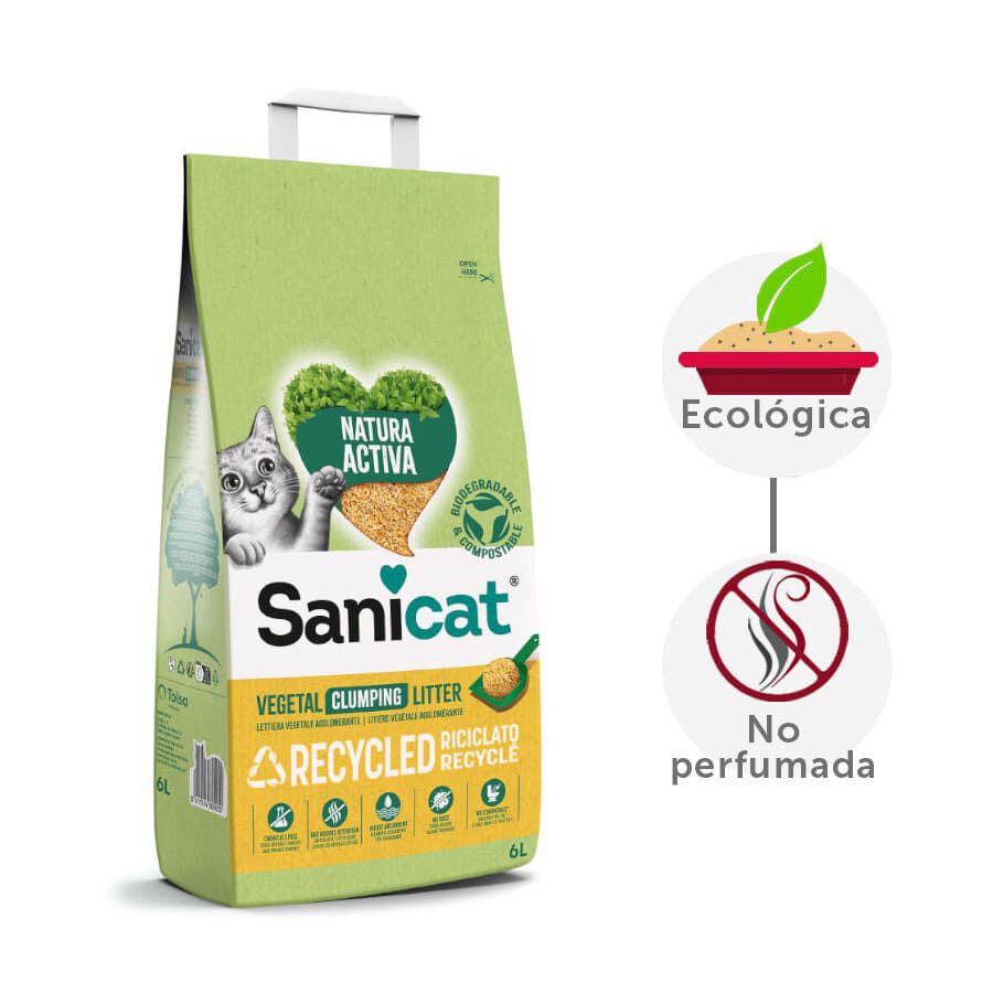 10 L Sanicat Natura Activa Recycled Areia para gatos, , large Imagem n&uacute;mero 2