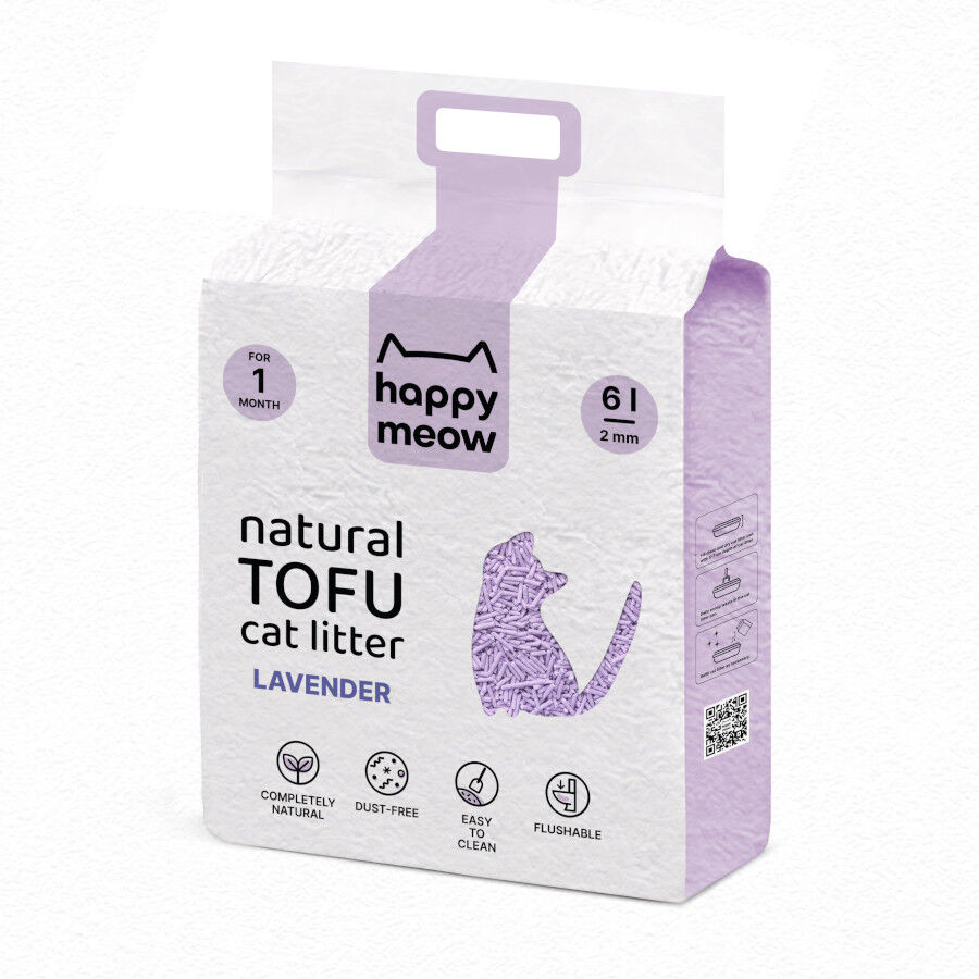 6 L Happy Meow Natural Tofu Aglomerante Lavanda para gatos, , large Imagem n&uacute;mero 2