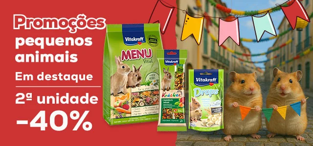 Vitakraft: -40% na 2.ª unidade numa seleção de comida e snacks para roedores