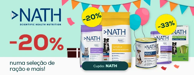 Nath: -20% numa seleção de ração, e -33% numa seleção de packs de húmidos e snacks