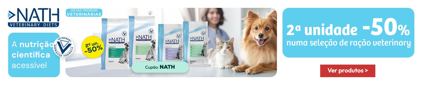 Nath Veterinary Diet: -50% na 2.&ordf; unidade da ra&ccedil;&atilde;o