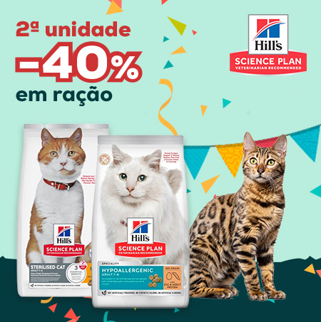 Hill's: -40% na segunda unidade numa seleção de ração para gatos