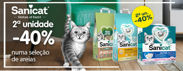 Sanicat: -40% na 2ª unidade numa seleção de areias para gato