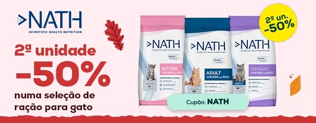 Nath: -50% na 2ª unidade numa seleção de ração para gato