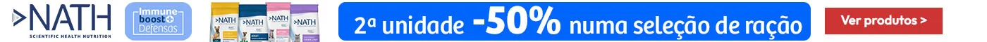 Nath: 50% de desconto na 2ª unidade em seleção de ração Nath: 50% de desconto na 2ª unidade em seleção de ração