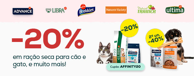 -20% numa seleção de ração para cão e gato Advance, Libra, Nature's Variety, Trainer, Brekkies e Ultima