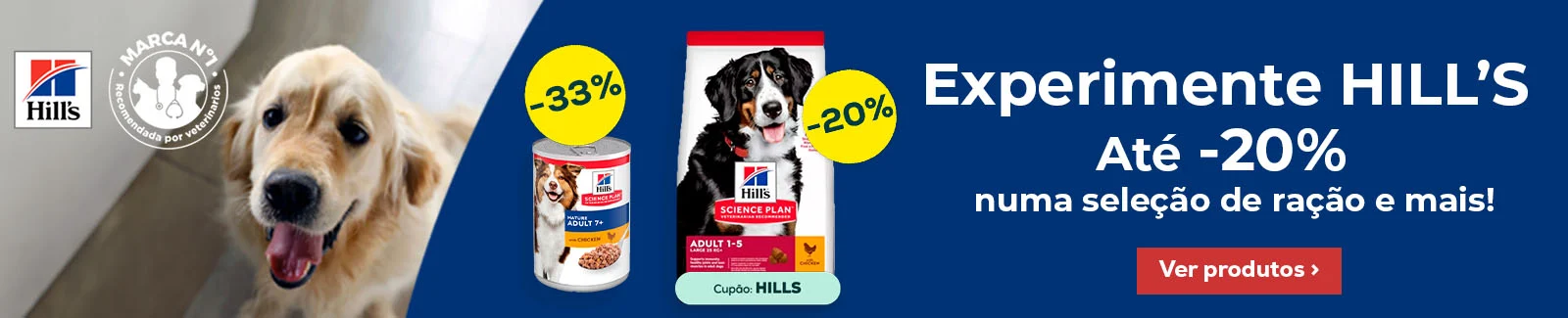 Hill's: 20% de desconto em seleção de ração para cão, e mais de 30% de desconto em seleção de packs de alimentação húmida para cão Hill's: 20% de desconto em seleção de ração para cão, e mais de 30% de desconto em seleção de packs de alimentação húmida para cão
