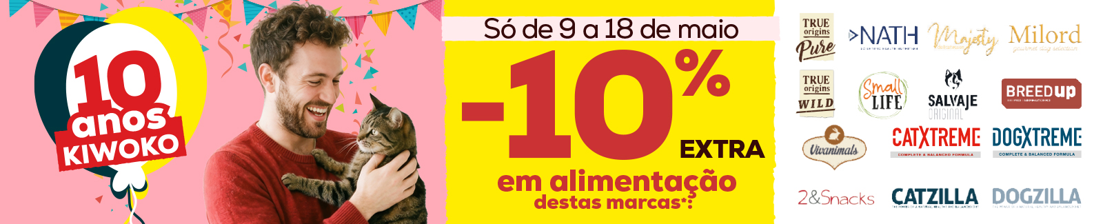 Anivers&aacute;rio Kiwoko: 10% de desconto extra em marcas selecionadas