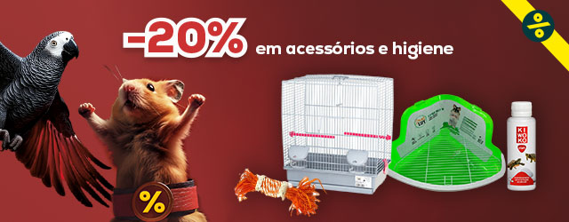 -20% numa seleção de acessórios e higiene para pequenos animais de estimação