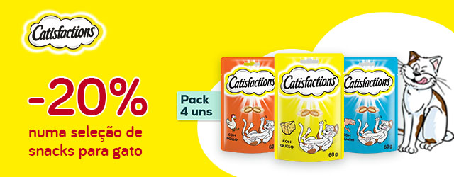 Catisfactions: -20% numa seleção de snacks para gato Catisfactions: -20% numa seleção de snacks para gato