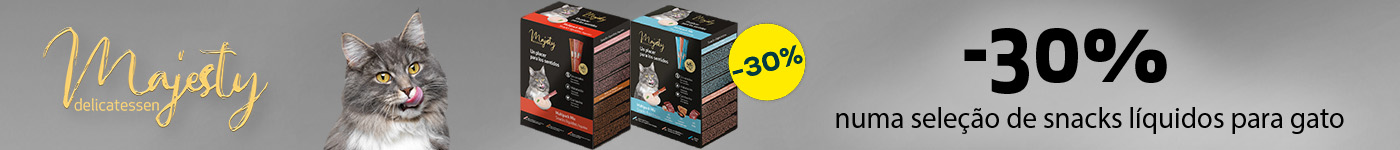 Majesty: -30% numa seleção de snacks líquidos para gato