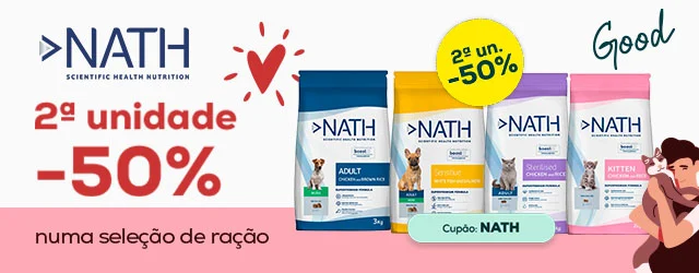 Nath: 50% de desconto na 2ª unidade em seleção de ração