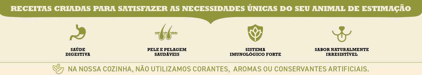 Receitas criadas para satisfazer as necessidades únicas do seu aninal.