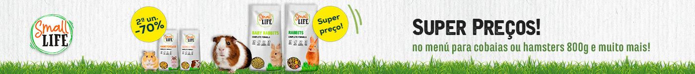 Small Life: Super preços em ração para coelho 4kg; -70% na 2ª unidade numa seleção de ração para roedores 800g
