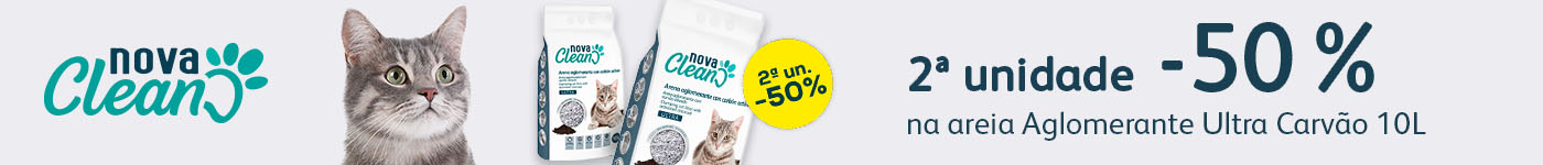Nova Clean: -50% na 2.ª un. em areia aglomerante Ultra Carvão 10 l
