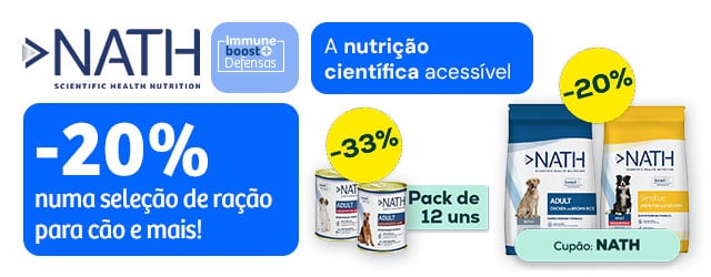 Nath: -20% numa seleção de ração para cão, e -33% numa seleção de alimentação húmida para cão