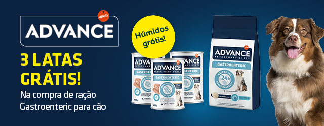 Advance: 3 latas de alimentação húmida de oferta na compra de ração Gastroenteric para cão