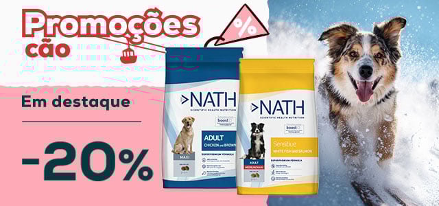 Nath: -20% numa seleção de ração para cão, e -33% numa seleção de alimentação húmida para cão