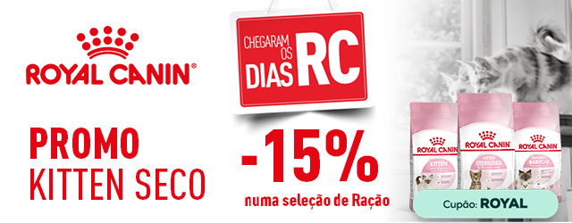 Royal Canin: -15% numa seleção de ração e -30% numa seleção de packs de alimentação húmida 48 un.