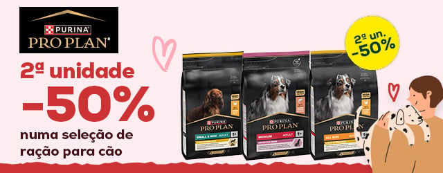 Pro Plan: -50% na 2ª unidade numa seleção de ração para cão