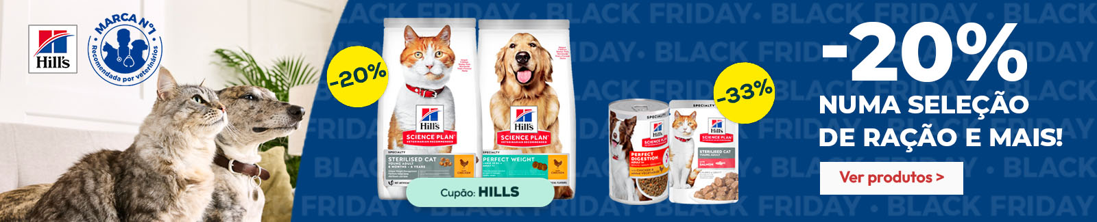Hill's Science Plan: -20% numa seleção de ração e -33% numa seleção de packs de alimentação húmida