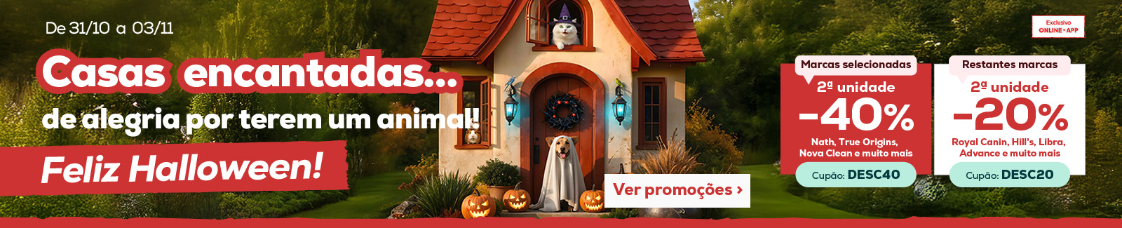 40% de desconto na 2ª unidade em todas as marcas exclusivas ou 20% de desconto na 2ª unidade nas restantes marcas