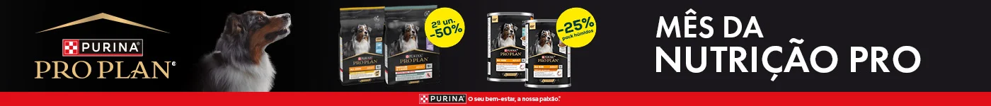 Mês da Pro Plan: -50% na 2ª unidade numa seleção de ração, -25% numa seleção de packs de húmidos