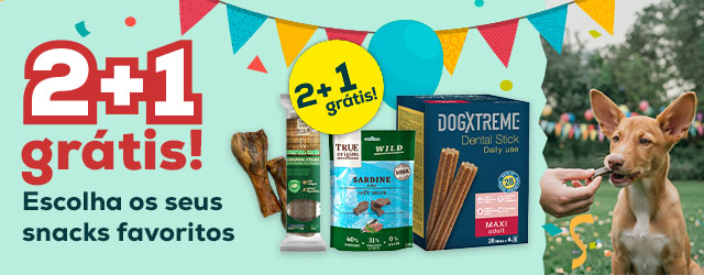 2+1 grátis nos seus snacks favoritos